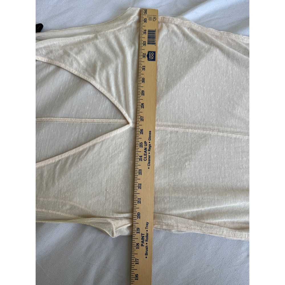We The Free Free People Sheer High Slit V-Neck Tunic Sleeveless Cream Small midi - Picture 6 of 6